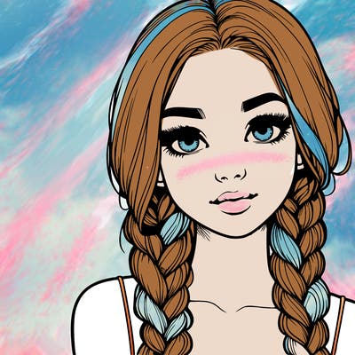 realistic girl with braids