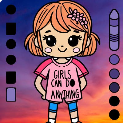 girl with a shirt saying girls can do anything
