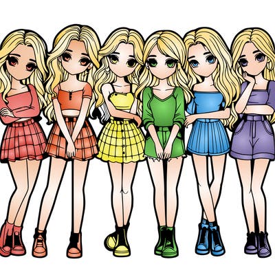 a group of girls realistic