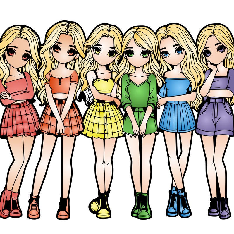 a group of girls realistic