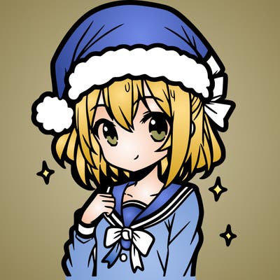 anime girl wearing a santa hat