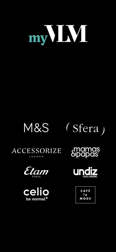 myVLM Card - A list of participating fashion and lifestyle brands in the myVLM Card loyalty program including Marks and Spencer, Sfera, and Mamas and Papas.