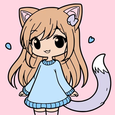 girl with cat ears and tail