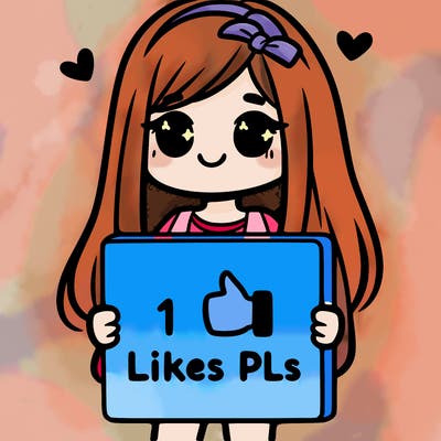 girl holding a sign saying 10 likes pls