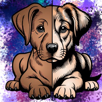 realistic dog split picture