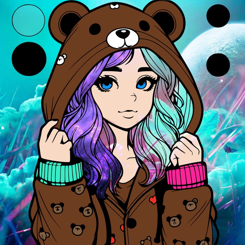 realistic girl in a animal pjs hoodie