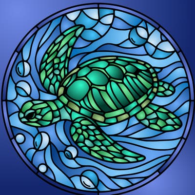stained glass sea turtle