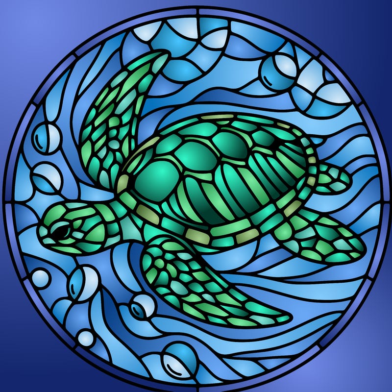 stained glass sea turtle