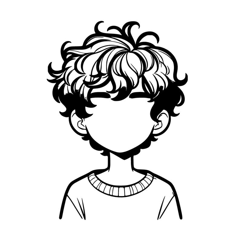 realistic, looking boy with curly hair.