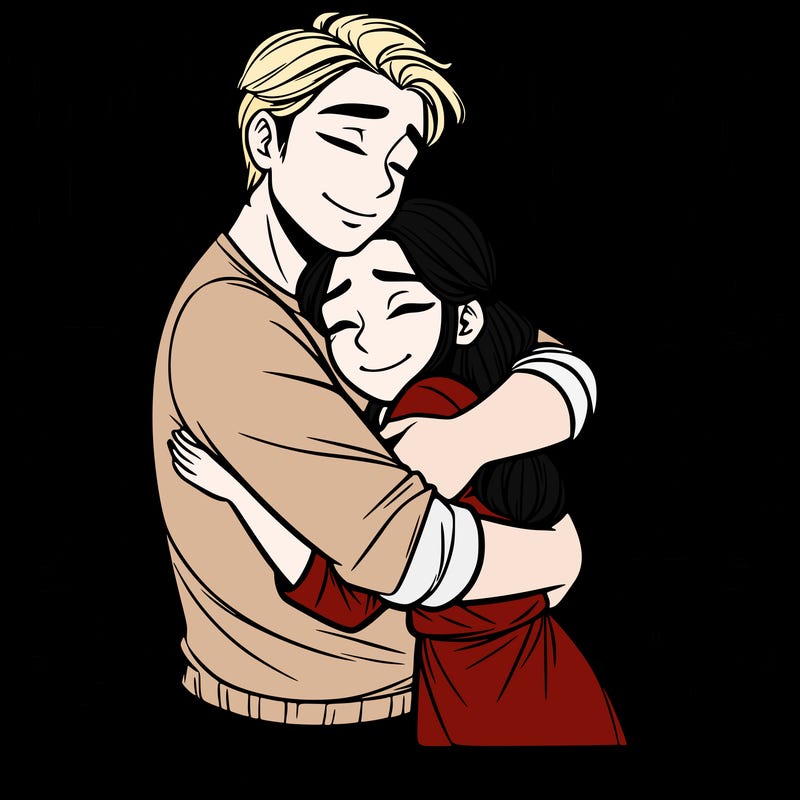 a man hugging a girl