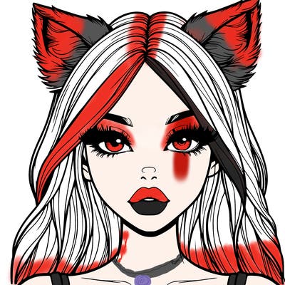 realistic girl with fox ears and realistic lips