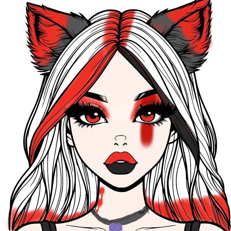 realistic girl with fox ears and realistic lips
