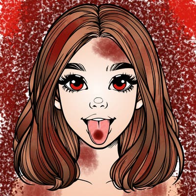 realistic girl with her tongue out