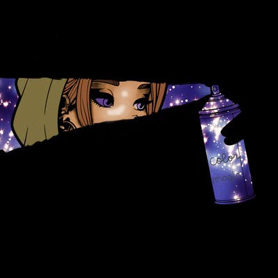 a realistic girl, spray painting