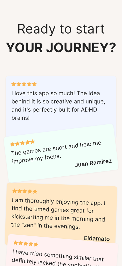 Five-star user reviews for Propel ADHD app highlighting its effectiveness for focus and daily routine