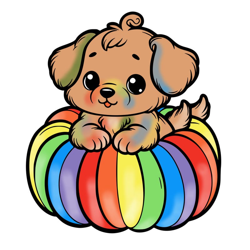 cute little puppy in a pumpkin