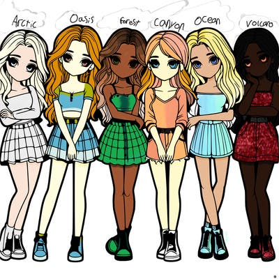 a group of girls realistic