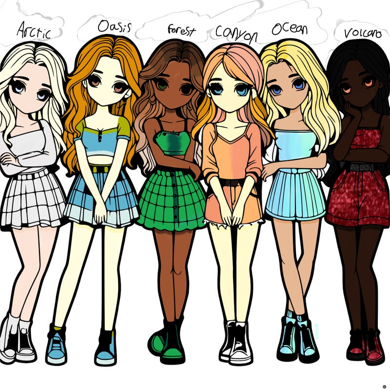 a group of girls realistic