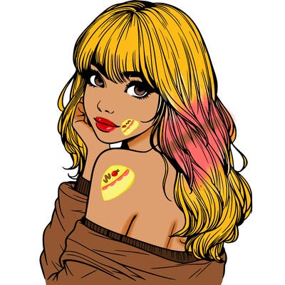 realistic girl with bangs looking over her shoulder