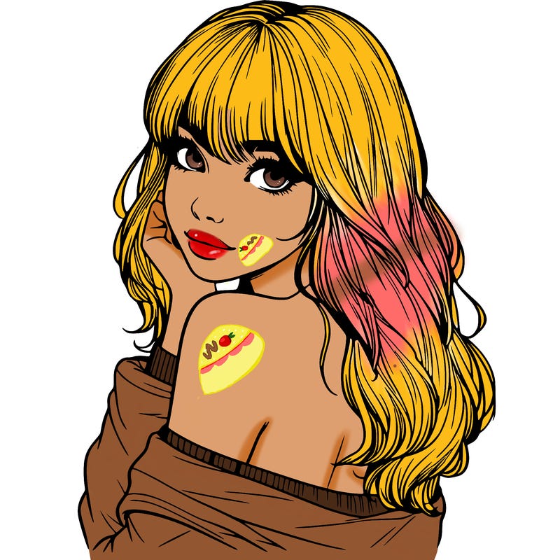 realistic girl with bangs looking over her shoulder