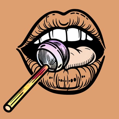 lip with lollipop