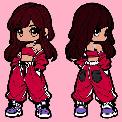 girl in crop top and baggy pants