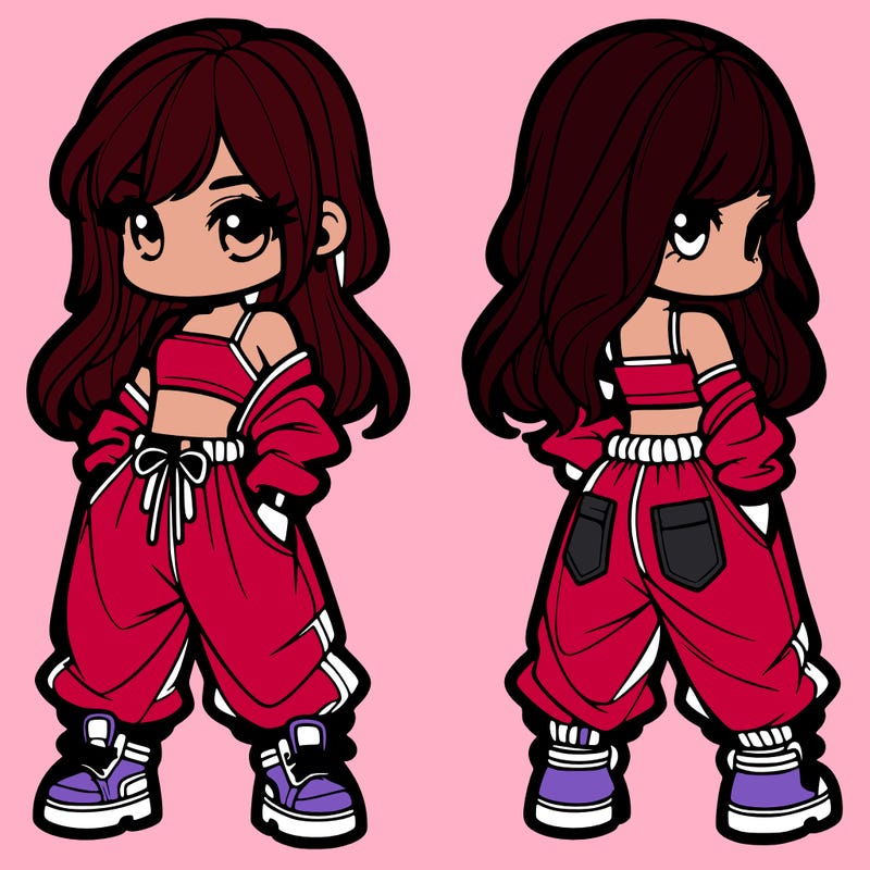 girl in crop top and baggy pants