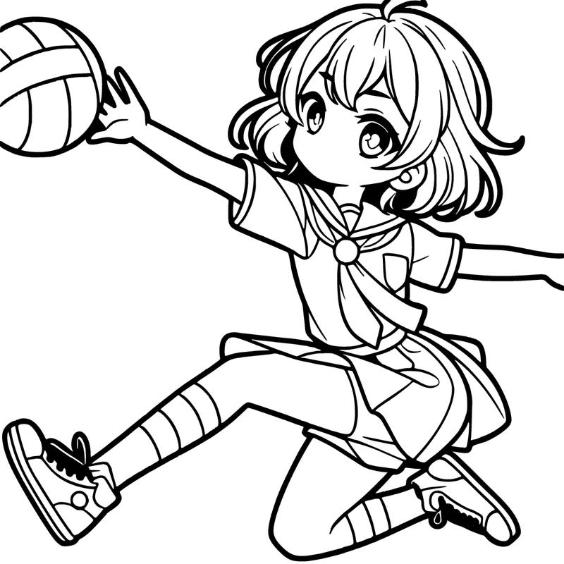 a anime girl doing sports
