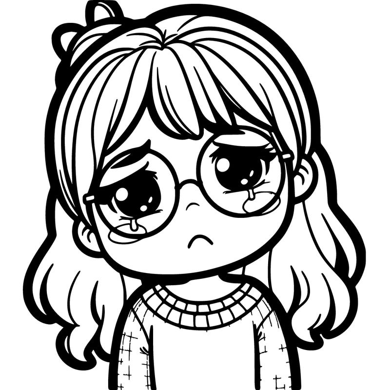 sad girl with glasses