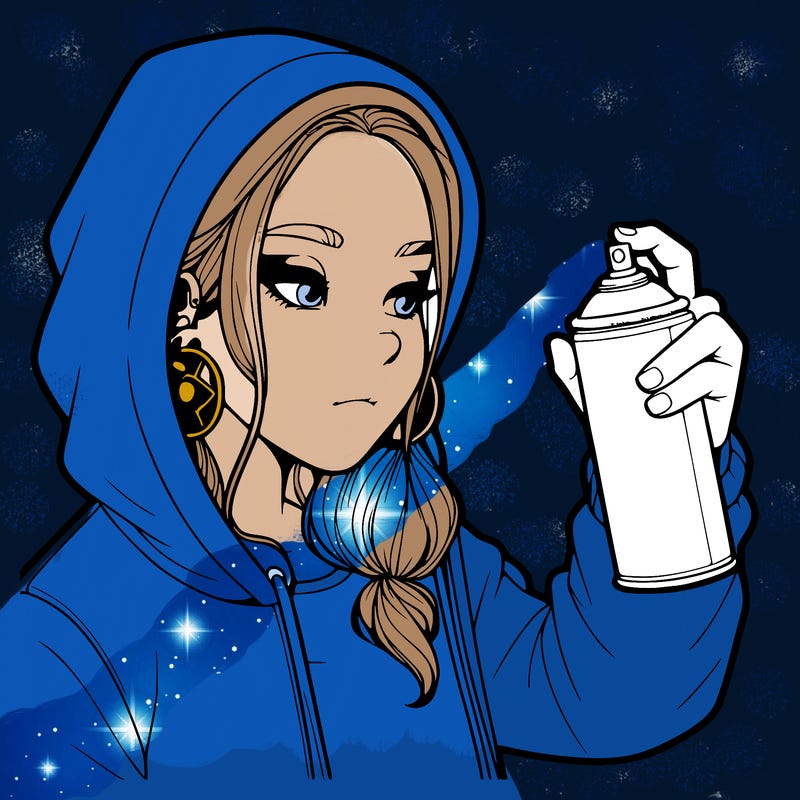 a realistic girl, spray painting