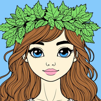 realistic girl with fall leaf crown
