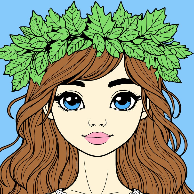 realistic girl with fall leaf crown