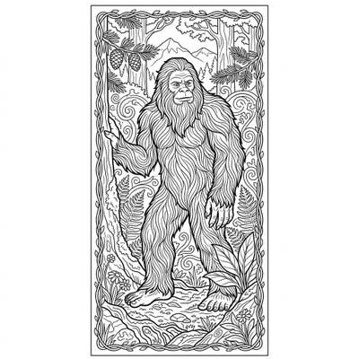 Discover the legendary Bigfoot in this detailed coloring bookmark, set against a mysterious forest backdrop. Perfect for cryptid enthusiasts and adult colorists, this template offers an engaging artistic escape.