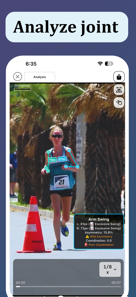 Une analyse numérique du balancement du bras et de la posture d'un coureur utilisant le suivi biomécanique GaitVision