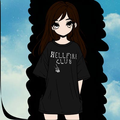 teen girl in long oversized tshirt