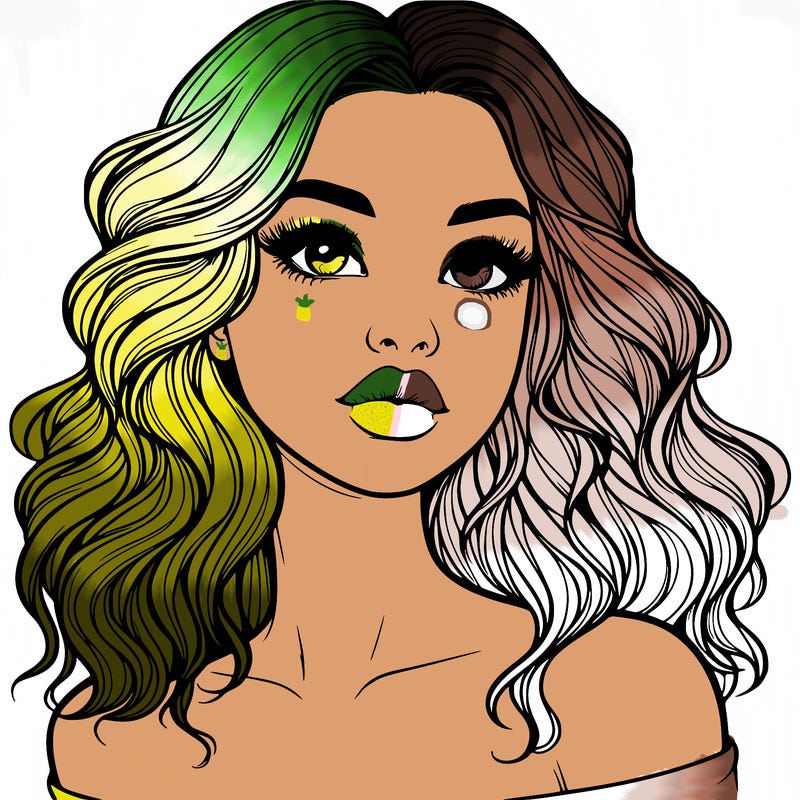 realistic girl with wavy hair and lips