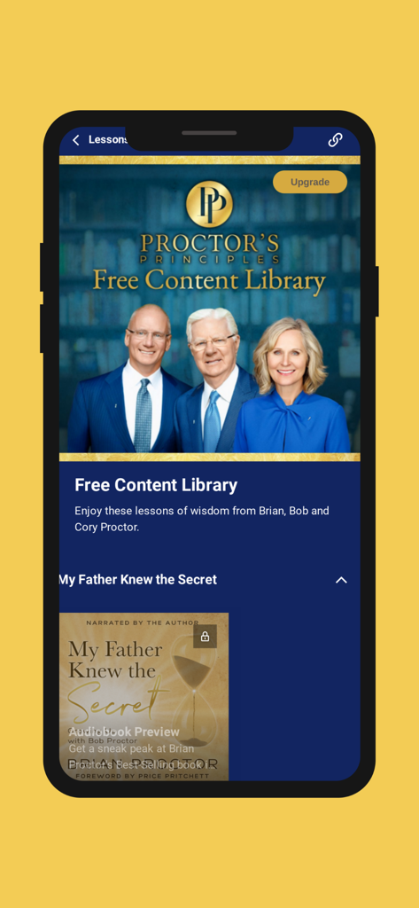 Proctor's Principles - Screenshot of Proctor's Principles app free content library featuring Bob Brian and Cory Proctor