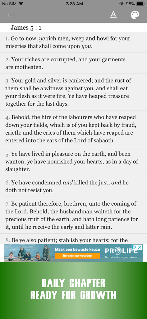 John Gill Expositions Bible - John Gill Expositions Bible app showing Scripture from James 5 in King James Version