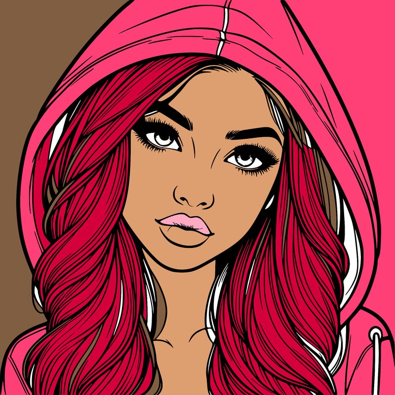 realistic beautiful girl with a hood on