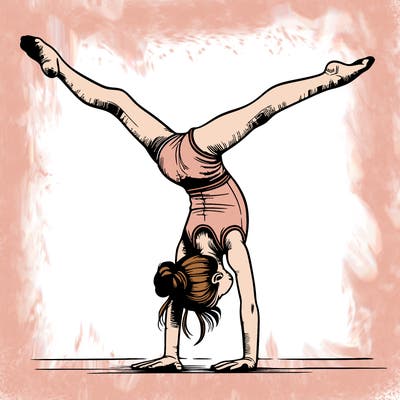 realistic gymnastic hand stand girl in four splits