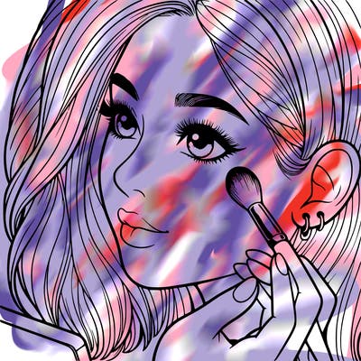 a realistic girl doing her makeup