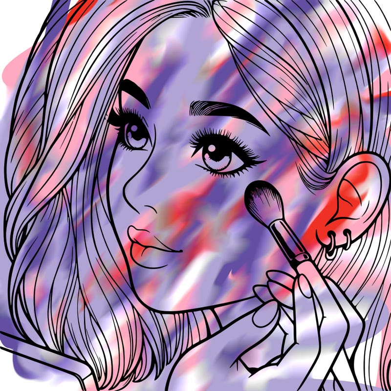 a realistic girl doing her makeup