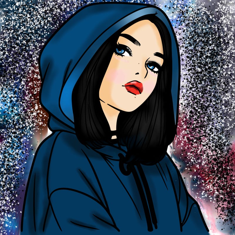 a realistic girl in a hoodie