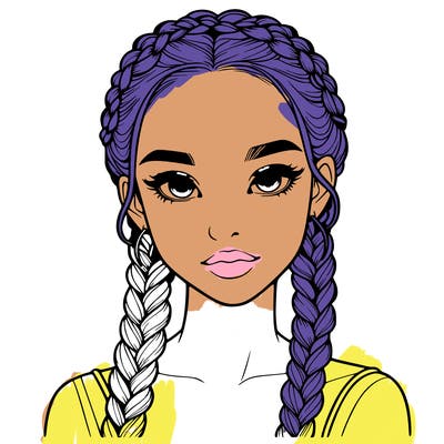 realistic girl with braids