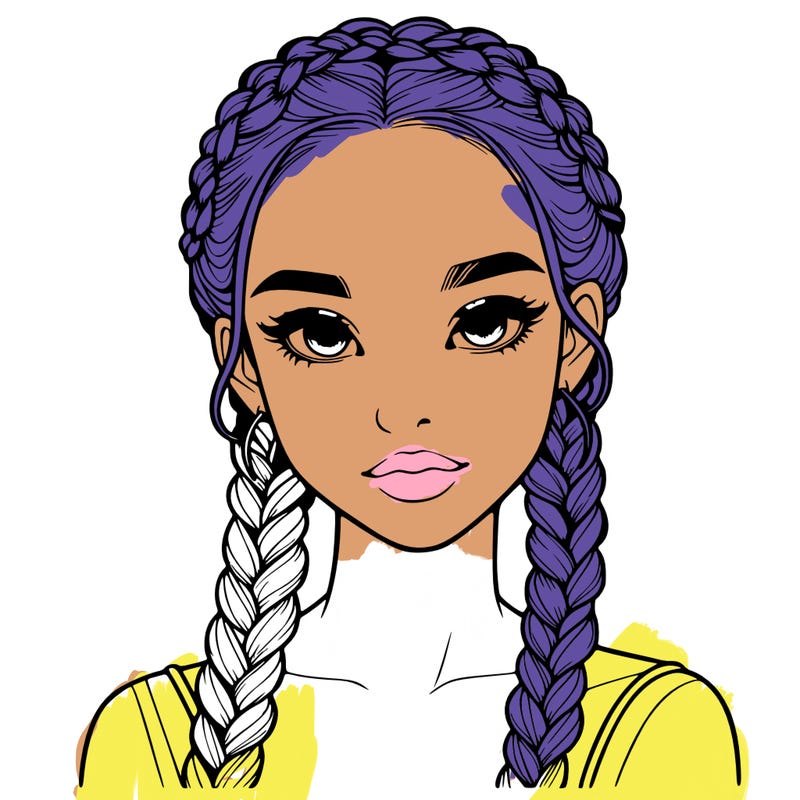 realistic girl with braids