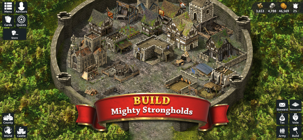 Medieval castle construction and city management in Stronghold Kingdoms strategy game