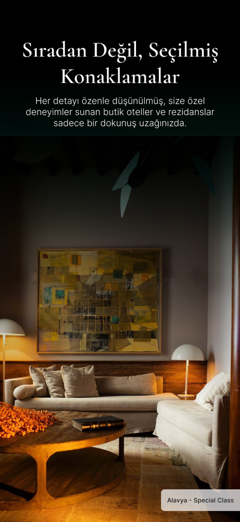 Rezervem - A sophisticated and aesthetic interior of a luxury boutique hotel room from the Rezervem app