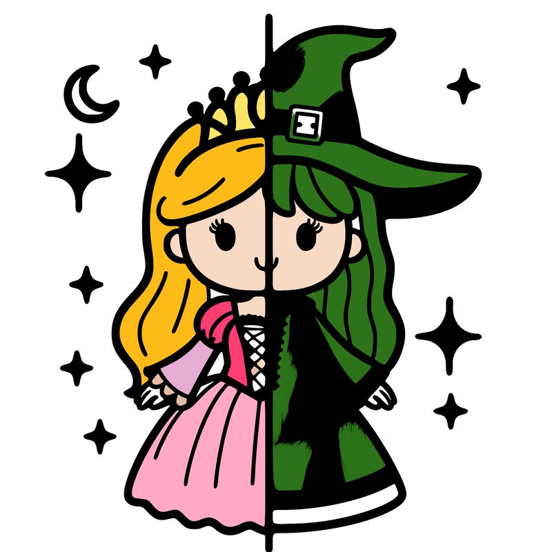 split princess and witch