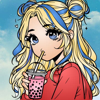 pretty realistic girl drinking boba