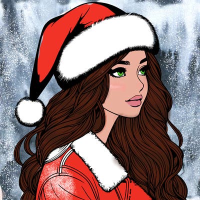 realistic girl in santa hat